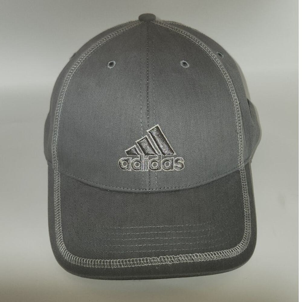 Adidas Grey Logo on Grey Hat with Stitching‎ detail Strap Back EUC